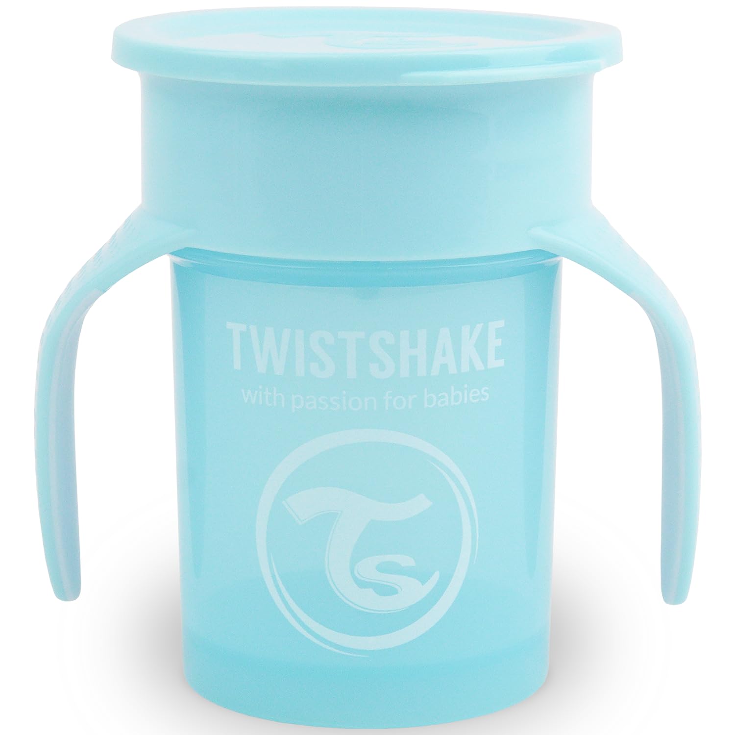 Twistshake 360 ​​Tasse | Baby-Schnabeltasse mit 360°-Trinkrand - 230 ml | Lernbecher für Kinder mit Henkeln | Auslaufsicherer Trinkbecher für Kleinkinder | BPA-frei | 6+ Monate | Blau