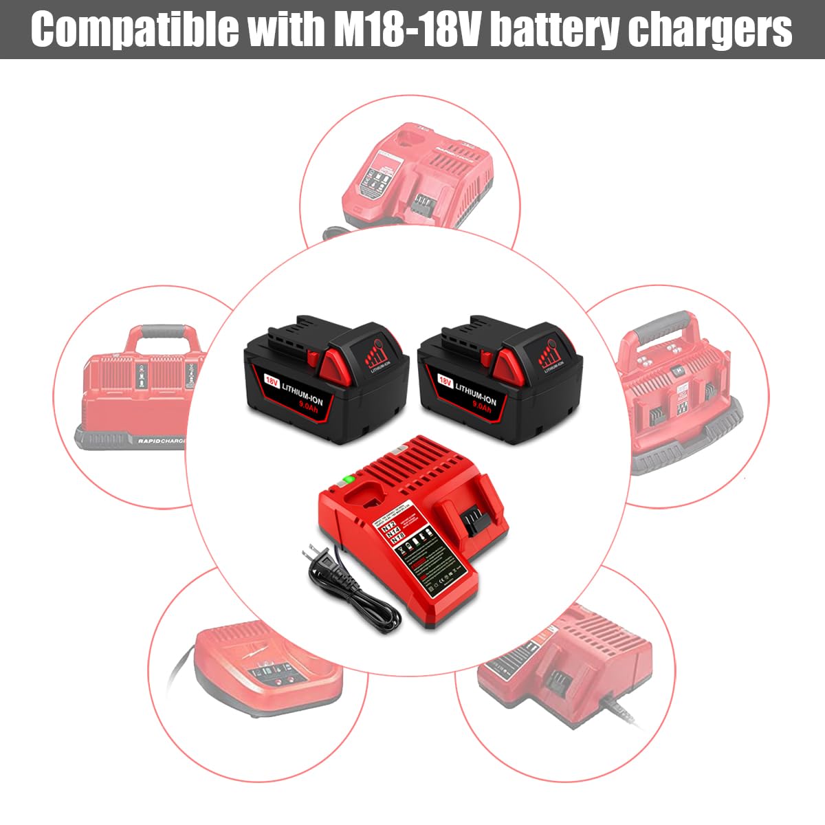 Amazon.com: Lizone 2 Pack 18V 9.0Ah Batteries with Charger Combo  