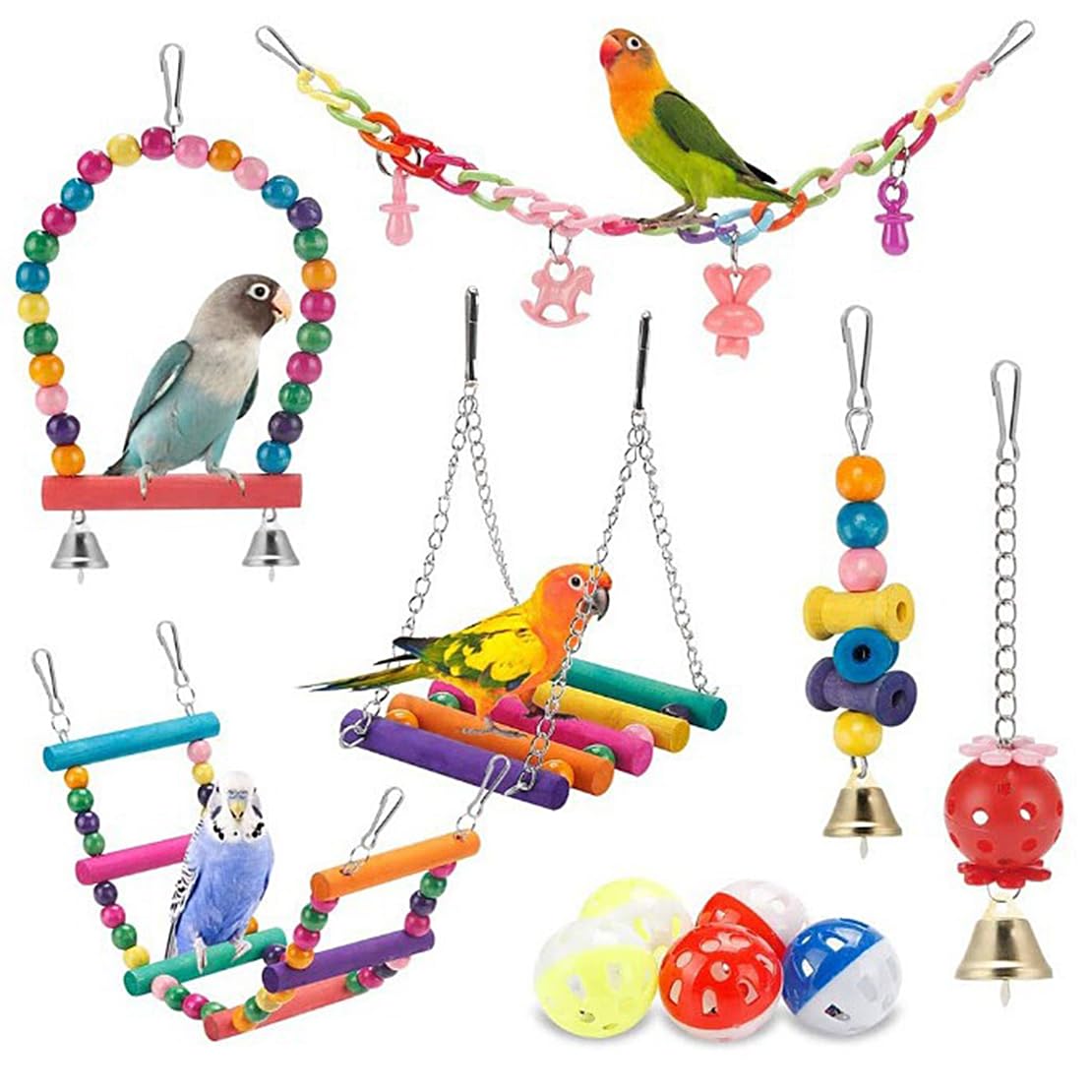 DeryArcle 11 Pcs Parakeet Toys Set