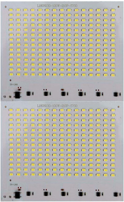 210 SMD White Led PCB Aluminum Plate Base Board with Drive on board (DOB) 220V AC for LED Flood Light 50 Watts to 200 Watts (Pack of 2 PCB, Rectangular)