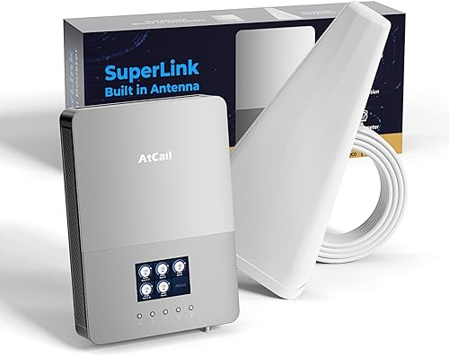 Amplificador de teléfono celular para el hogar, hasta 6,000 pies cuadrados, pantalla LCD inteligente, antena interior incorporada, Boost 5G 4G LTE