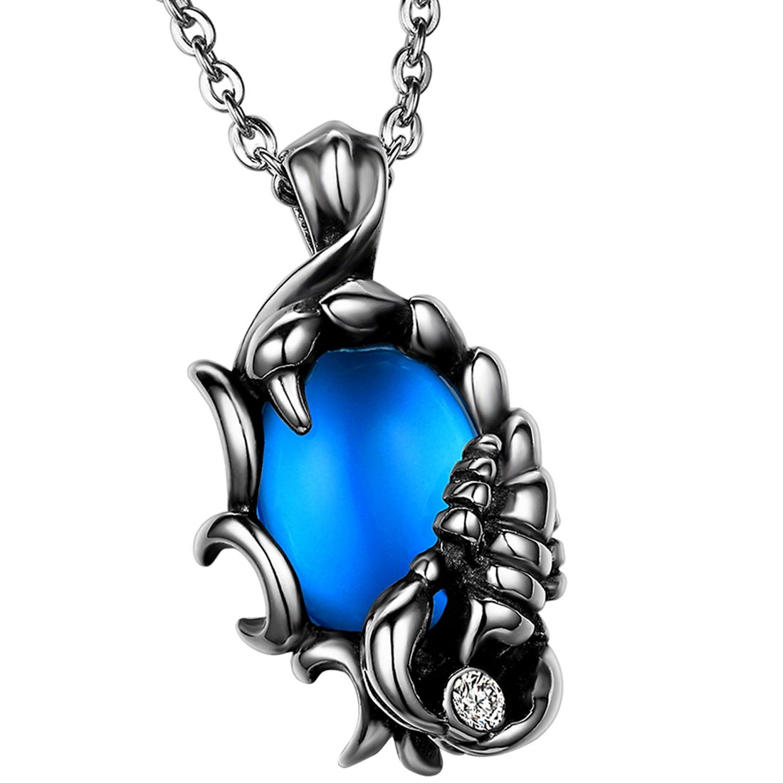 OIDEAMen's Large Heavy Gothic Scorpion Pendant Necklace - Stainless Steel Necklace for Men, Punk Rock Biker Halloween Cosplay Costume Jewelry Gift, Chain Length 22''