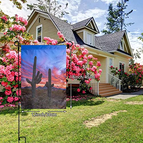 Garden Flag Desert Sunset Cactus With Colorful Sky Vertical Premium Yard Flag Holiday Party Outdoor Farmhouse Decor Home Porch Flags 12 X 18 Inch #TOP7