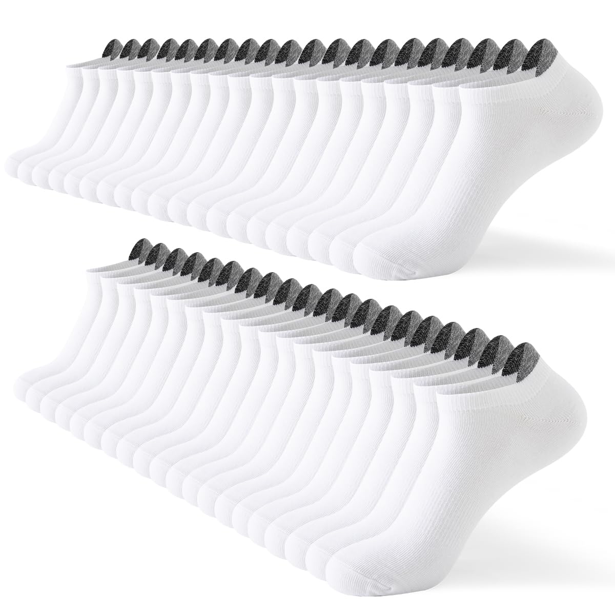 JOYNÉE Calcetines cortos informales para hombre, 20 pares, Blanco (20 pares), talla única