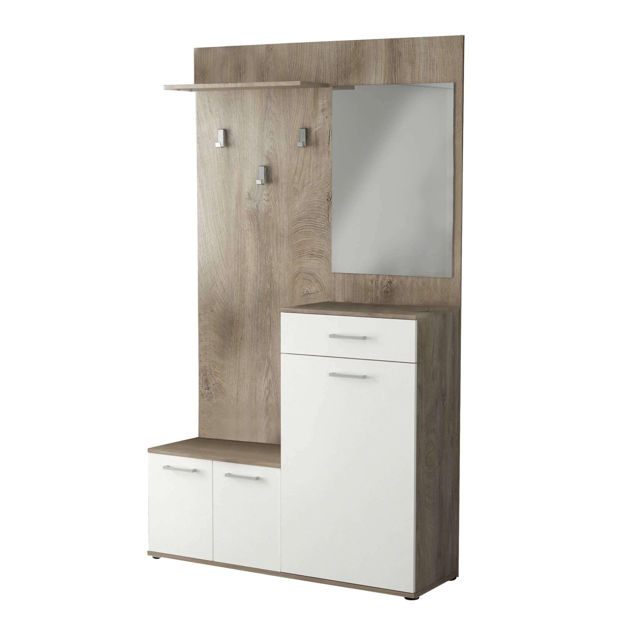 milani home Mobile Ingresso di Design Moderno con Appendiabiti Specchio e scarpiera