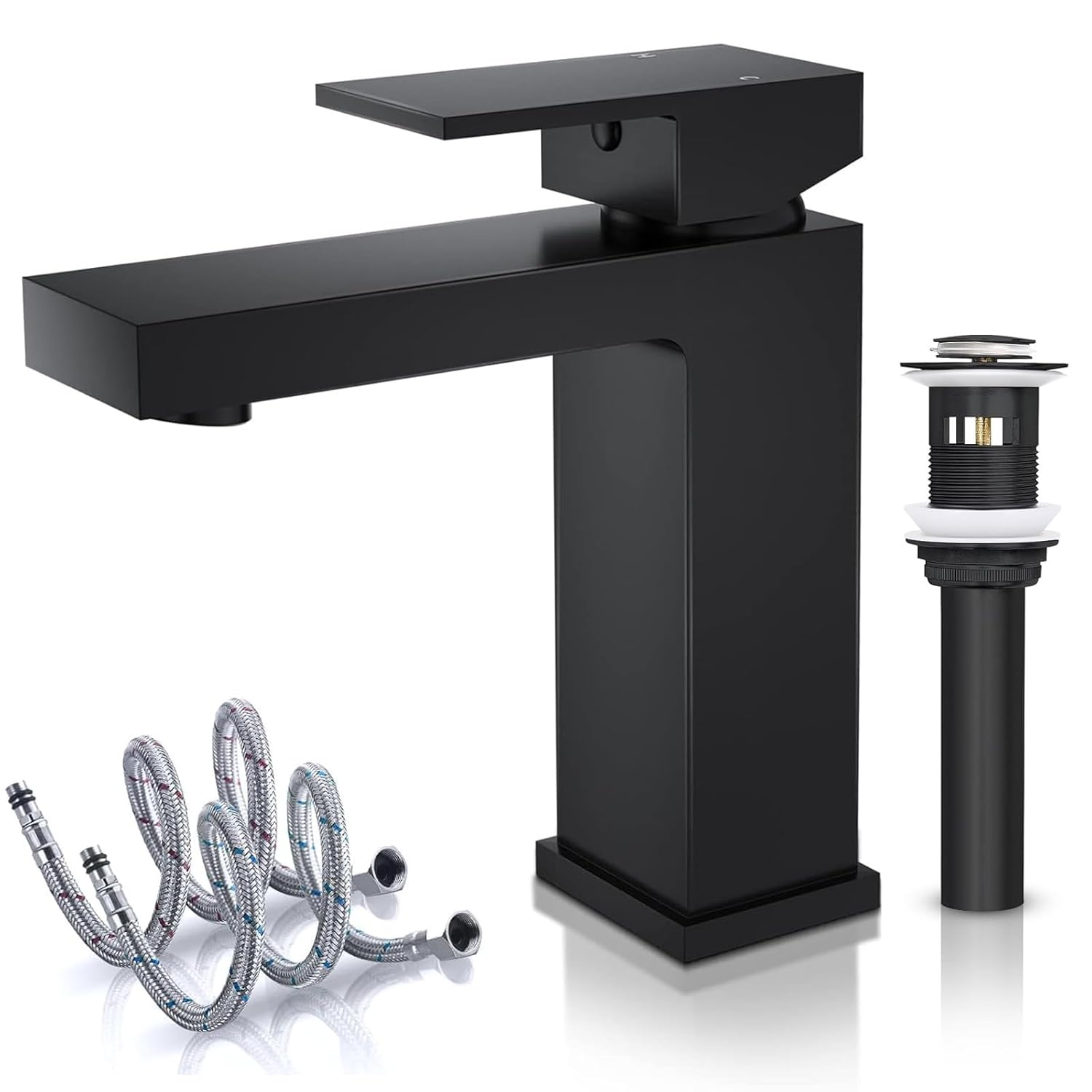 Solid Brass Black Bathroom Faucet cUPC CEC Certified 1 Hole Faucet for Bathroom Sink Lead-Free Single Hole Bathroom