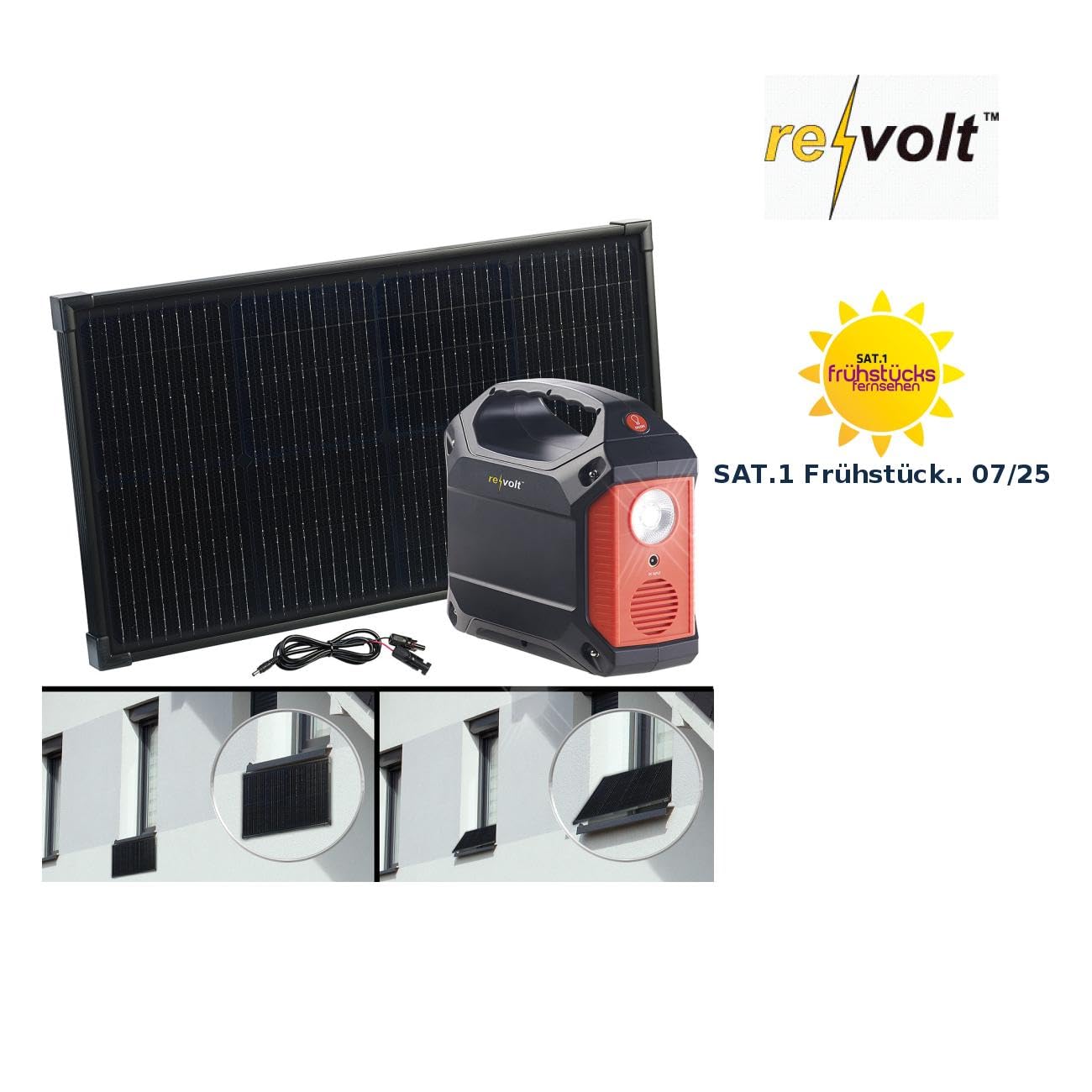Revolt Fensterbank Solar Powerstation – 60W Panel, 155Wh Akku, 100W Ausgang, 7 Anschlüsse, Für Zuhause & Camping