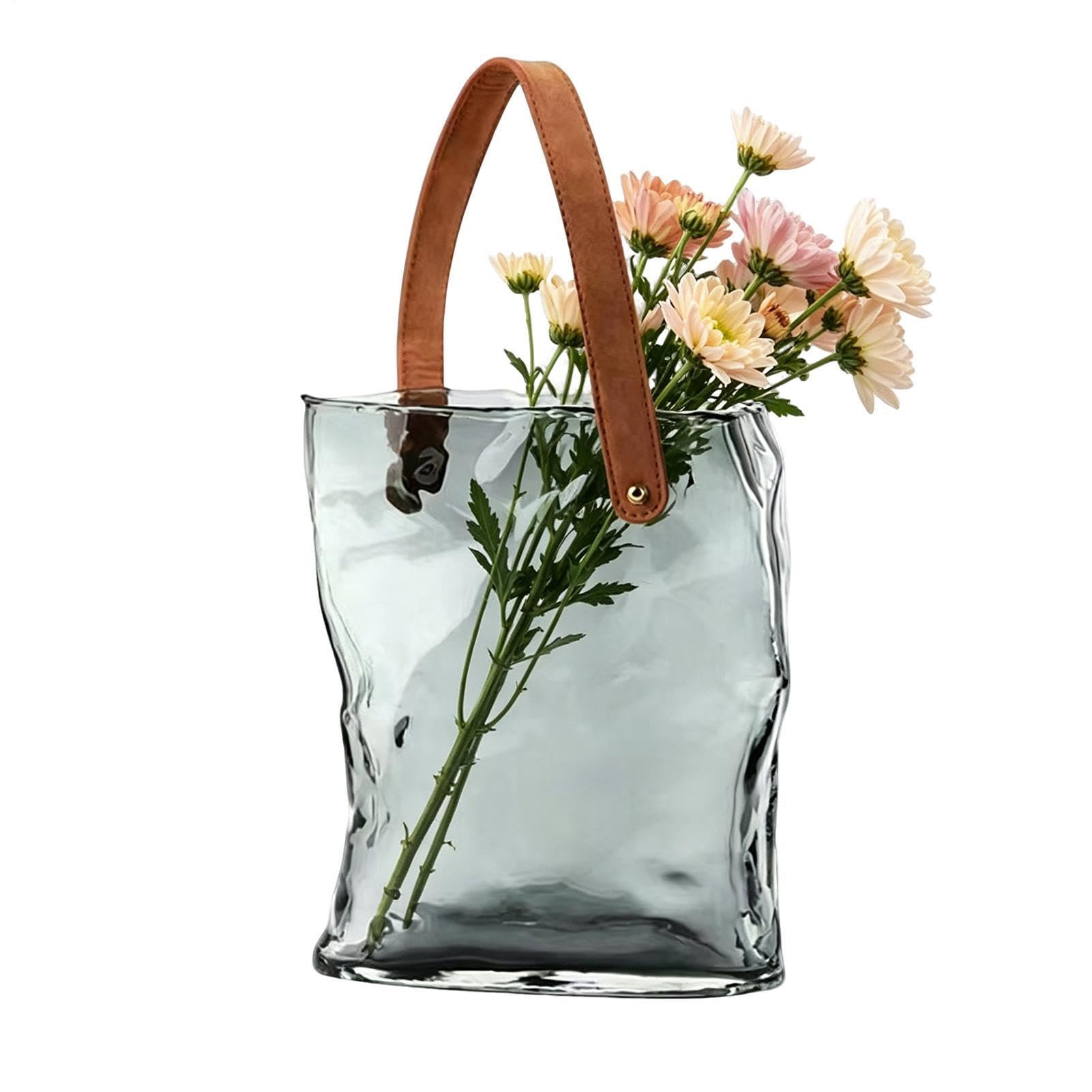 Taschenvase für Blumen Moderne Wohndeko Tischdekoration | Handtaschenvase Glasbehälter für Wohndeko Schlafzimmer Wohnzimmer Büro Landhausstil Geburtstag Einweihung Hochzeit Party