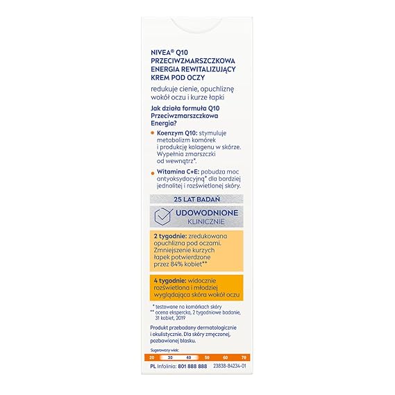 NIVEA Q10 plusC Anti-Wrinkle + Energy Eye Cream 1er Pack (1 x 15 ml)