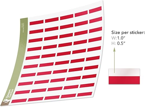 Miniatura 2 de Desert Cactus Pegatinas de bandera de país de Polonia, hojas rectangulares de 1 pulgada, 50 piezas en total con logotipo de niños, álbum de