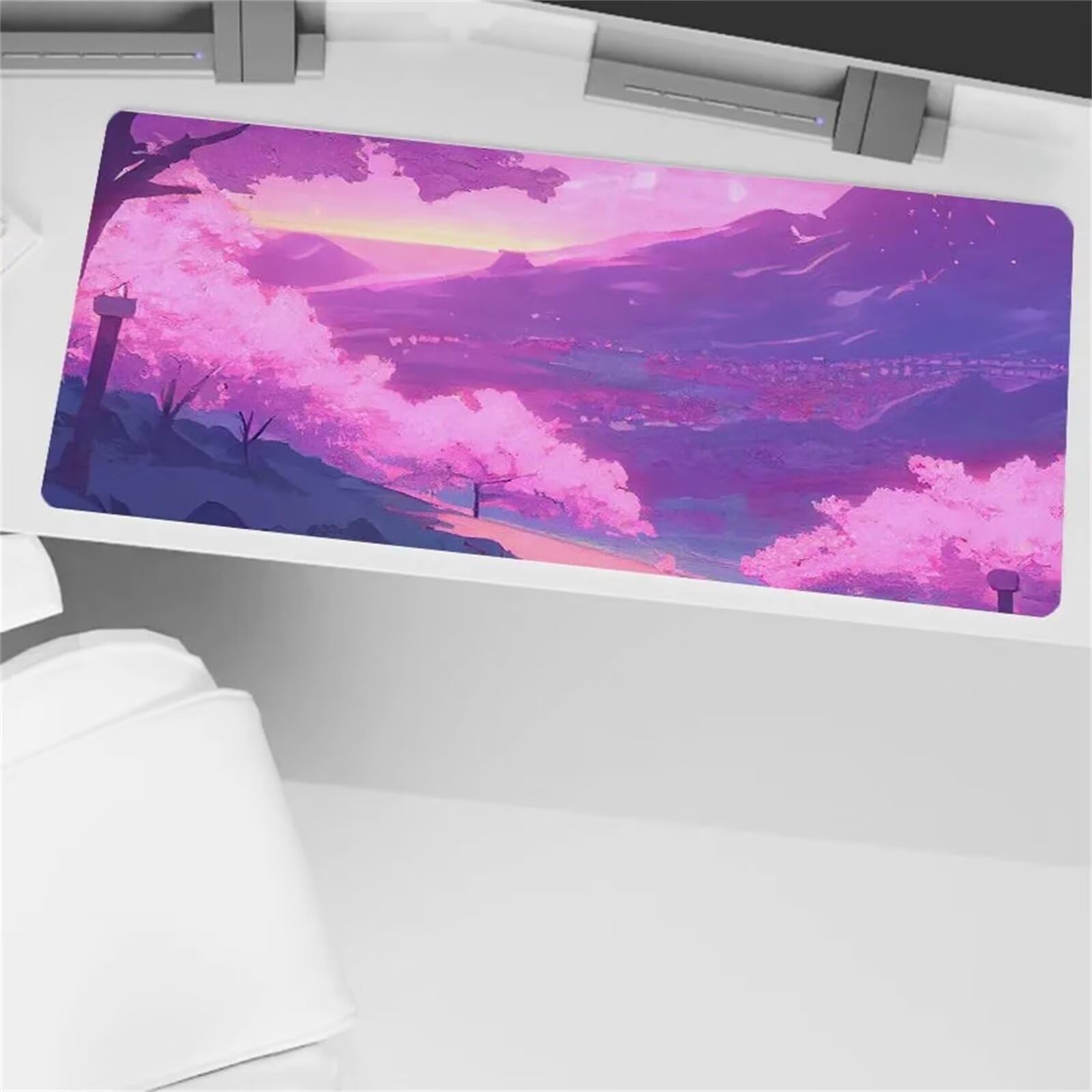 Tappetino Mouse Gaming 1200x600x3mm Tappetino per Mouse Grande XXL Confortevole Lavabile Antiscivolo Tappetino Scrivania Supporto per Computer PC e Laptop - Paesaggio Viola