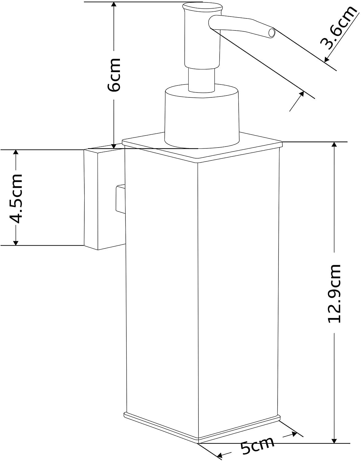 bgl Dispenser di Sapone in Acciaio Inox 304 Montaggio a Parete per Bagno