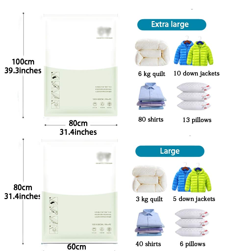 Bolsas de vacío Bolsas De Compresión Al Vacío, Bolsas De Ahorro De Espacio, Bolsas De Almacenamiento Al Vacío para Ropa, Bolsas Premium De Compresión Al Vacío, Incluye Bomba Manual De Viaje