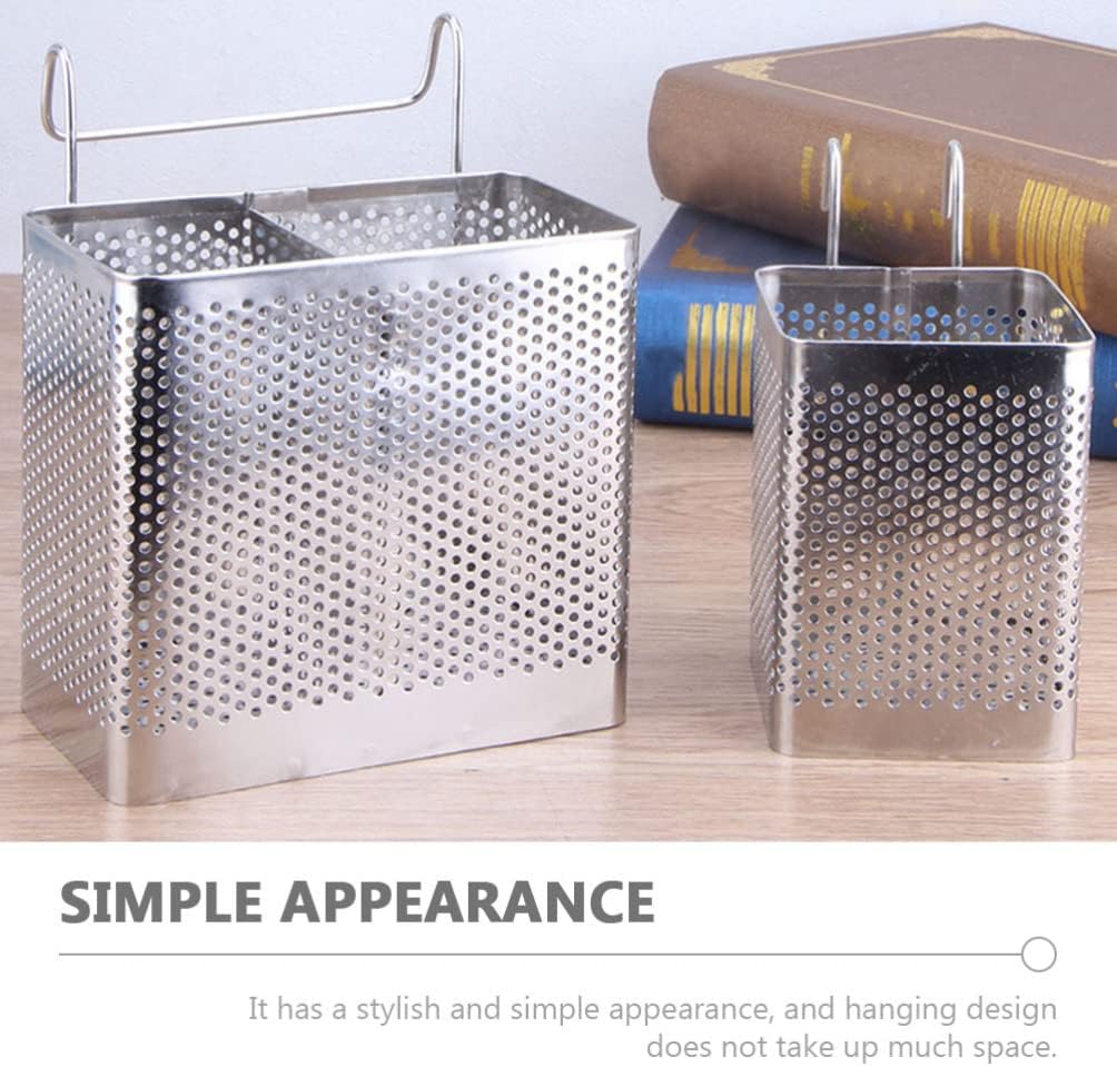 Hemoton Hanging Chopstick Holder Cutlery Organizer Metal Utensil Basket for Kitchen Tabletop Storage 5.11X4.92X2.75 Inches