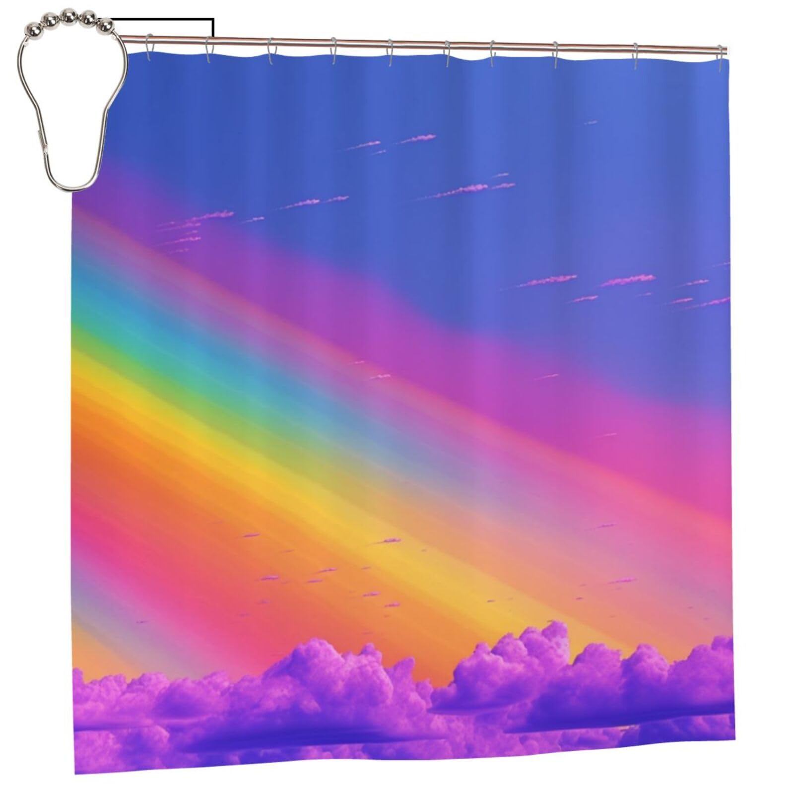 Rideau de douche arc-en-ciel épais avec 12 crochets