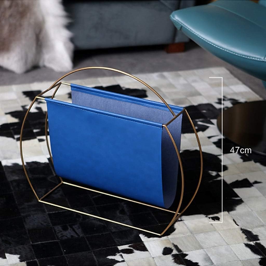 Newspaper Rack Rack Metal Floor Rack Home 1 Rust Safe and Stable Newspaper Rack (Color : Blue Size : 56 15 47CM)