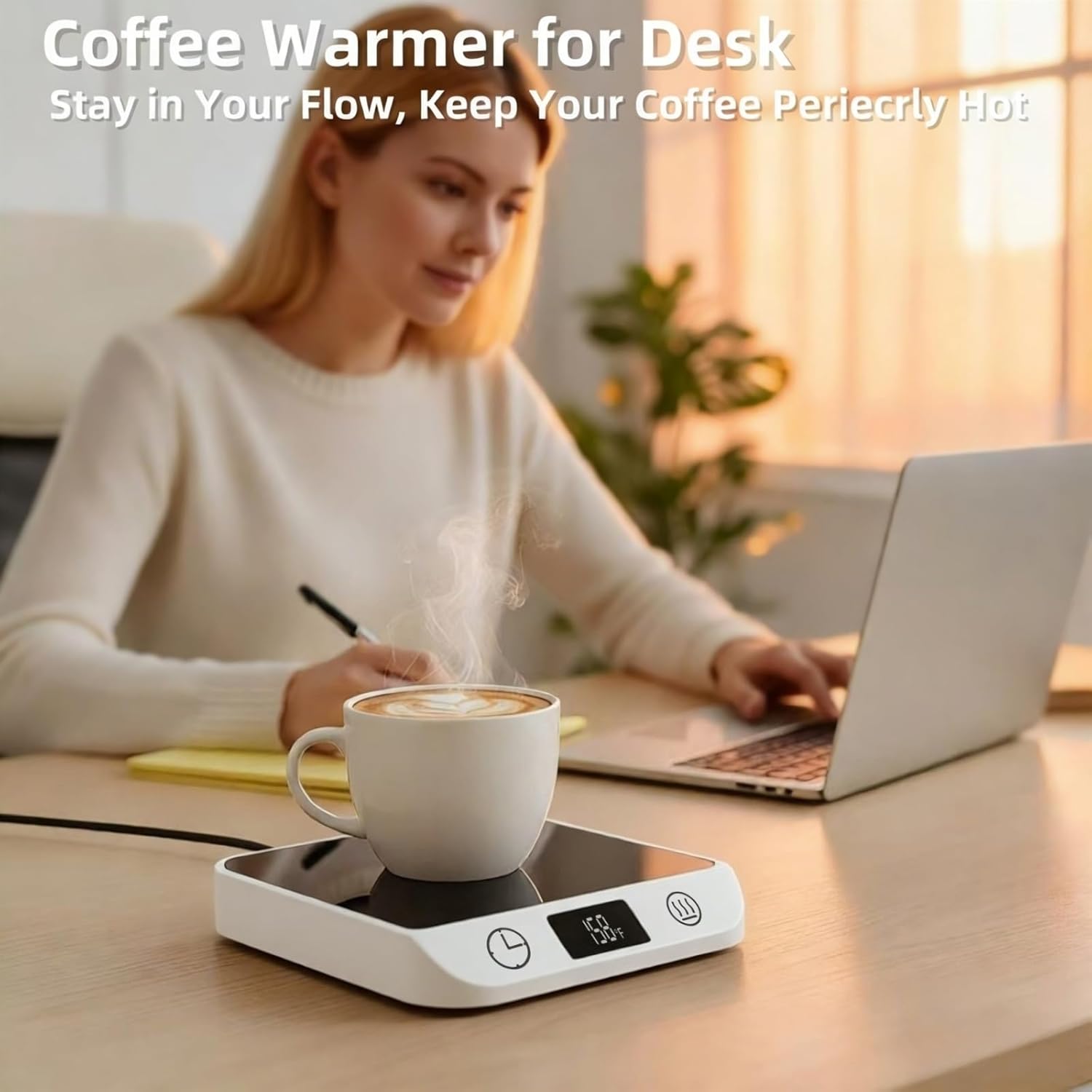 Coffee Mug Warmer & Candle Warmer 2-in-1 with Auto Shut Off - 46W Smart Electric Warmer, 6 Temperature Settings (113-158°F), Digital Timer, 4.5" Plate for WFH,Desk,Office,Home,Bedroom