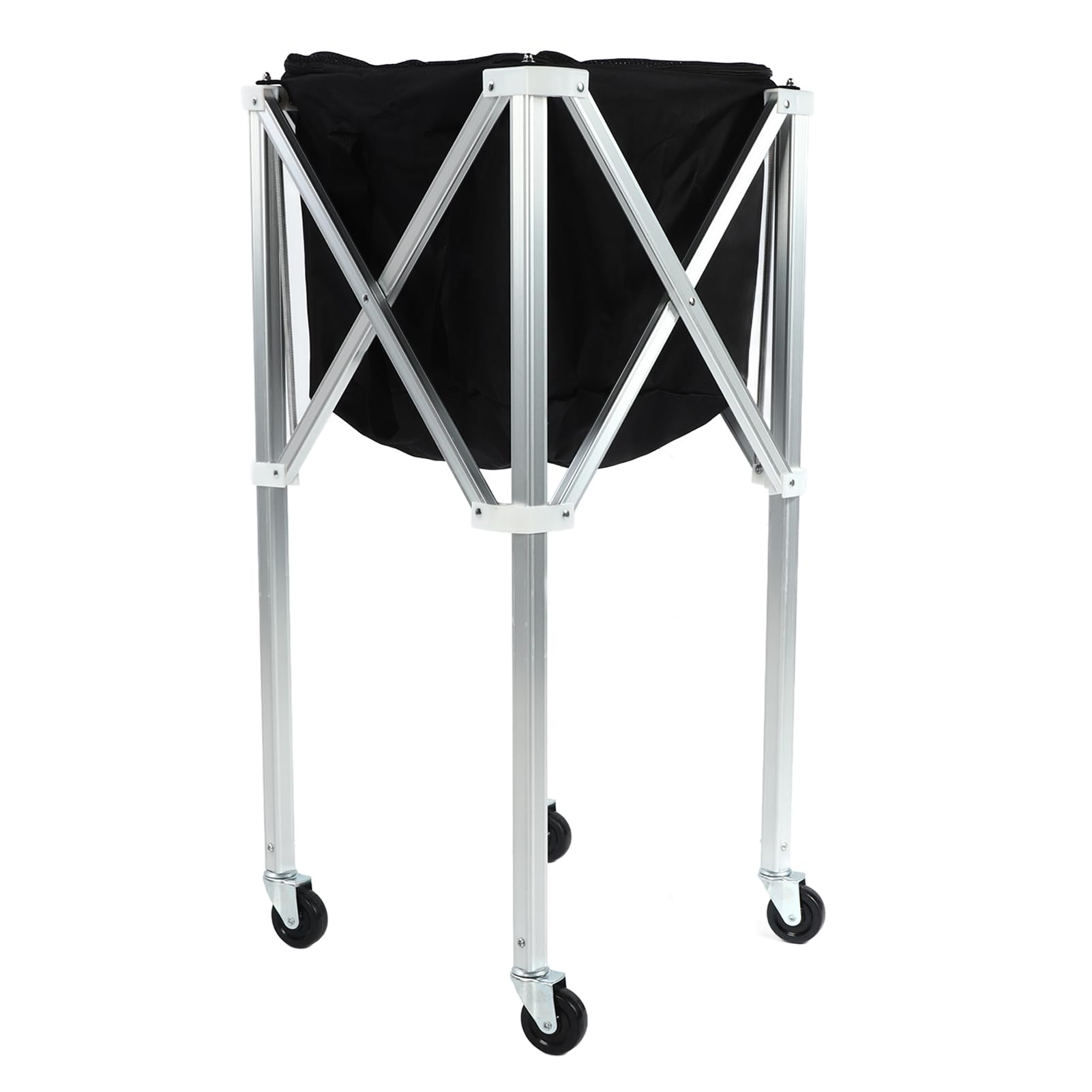 Carrello per Palline da Tennis Pieghevole in Lega di Alluminio | Carrello portatile con cestello con tramoggia con ruote, raccoglitore di palline leggero per esercitarsi, facile spostamento