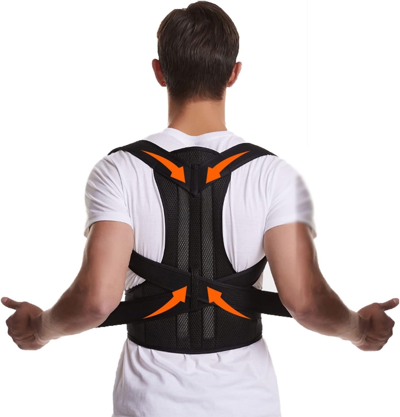 S-5XL Plus Size Posture Corrector Full Back Brace Belt Unisex Adjustable Back Support Shoulder Clavicle Spine Support Belt Lumbar Brace Back Trainer (Color : Black, Size : XXL) (Black 5XL)