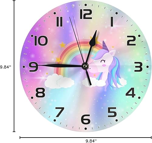 Vista 40 de Reloj de pared para niños de 10 pulgadas, silencioso, sin tictac, fácil de leer, reloj de pared para niños y niñas, decorativo para habitación