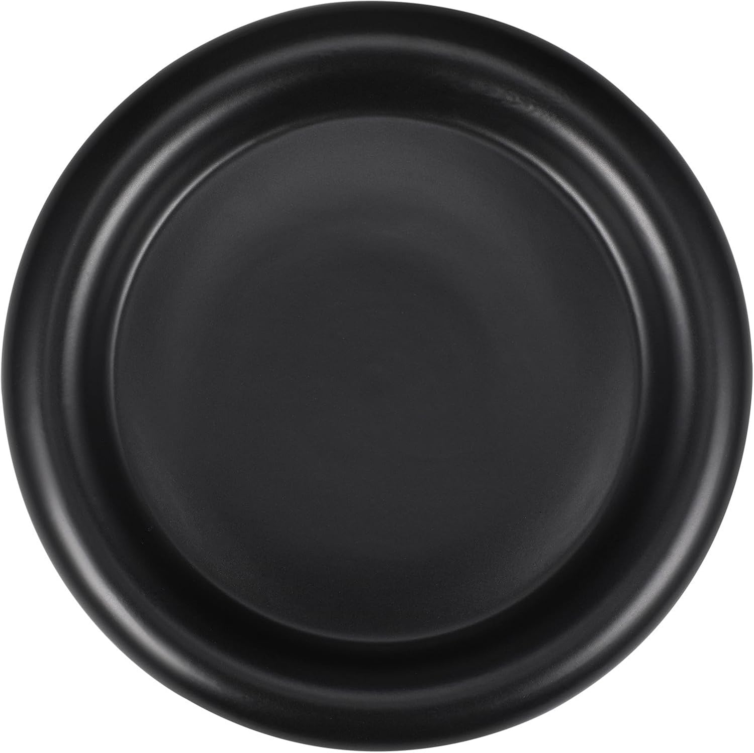 FRCOLOR Matte Black 8-inch Ceramic Salad Plate with Thick Rim, Food Serving Tray for Family Meals and Parties, Sturdy Appetizer and Dessert Dish, Kitchen Dining Tableware