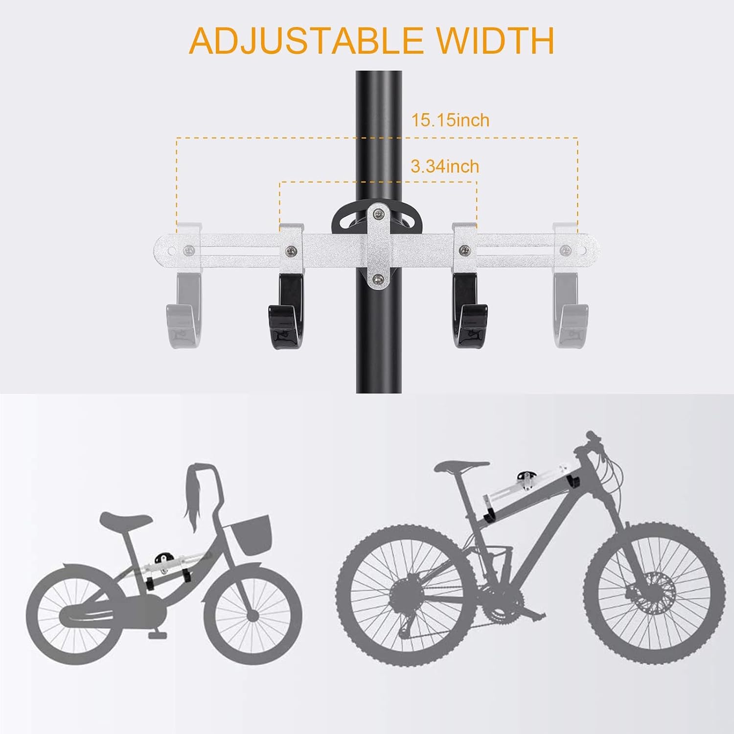 Bike Rack Garage Storage, 2 Bicycle Vertical Hanger Parking Rack Floor Storage Stand - Fully Adjustable Garage Bike Rack