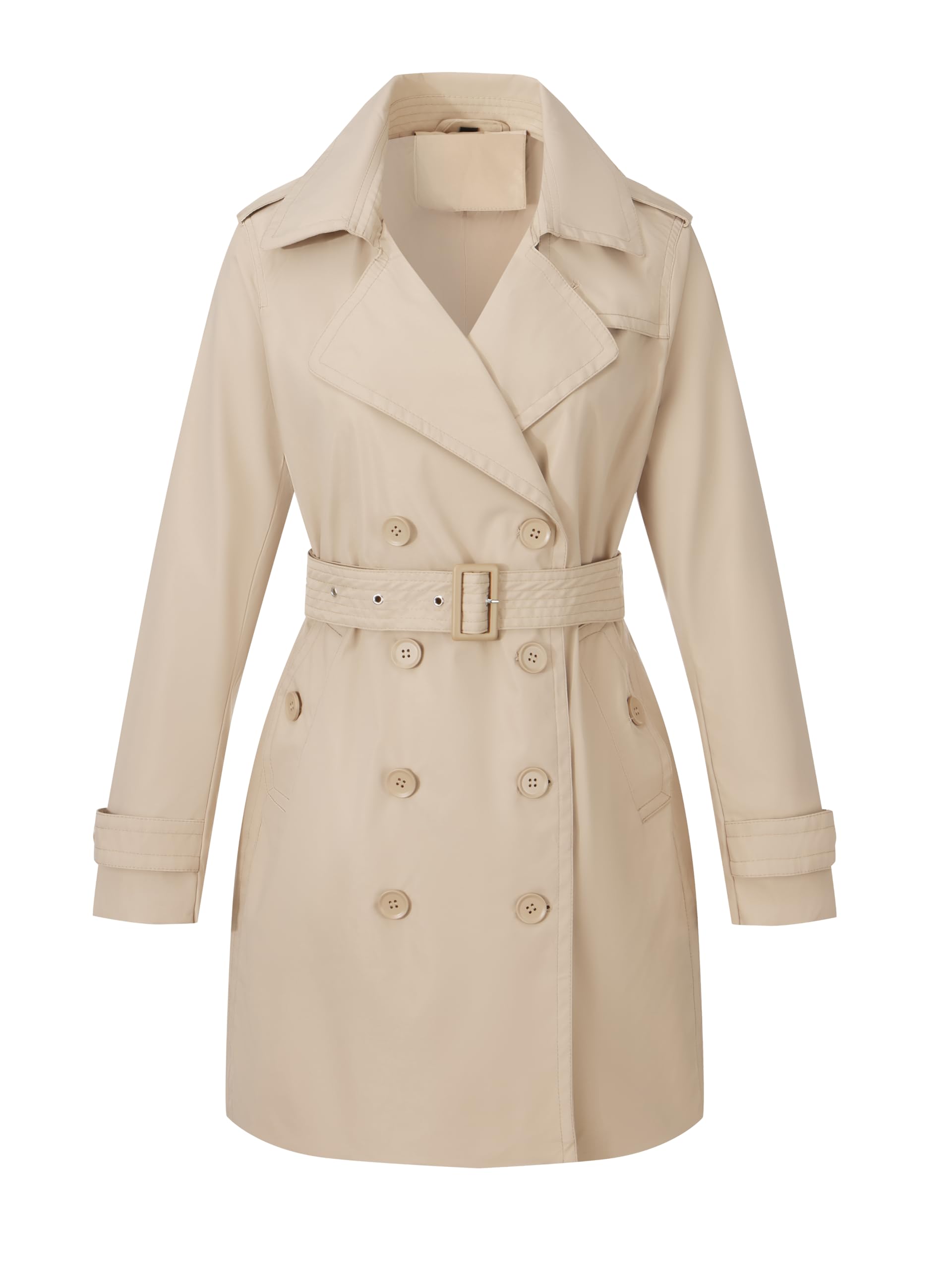 Bellivera Women's Classic Long Windproof Trench Coat With Belted Waist