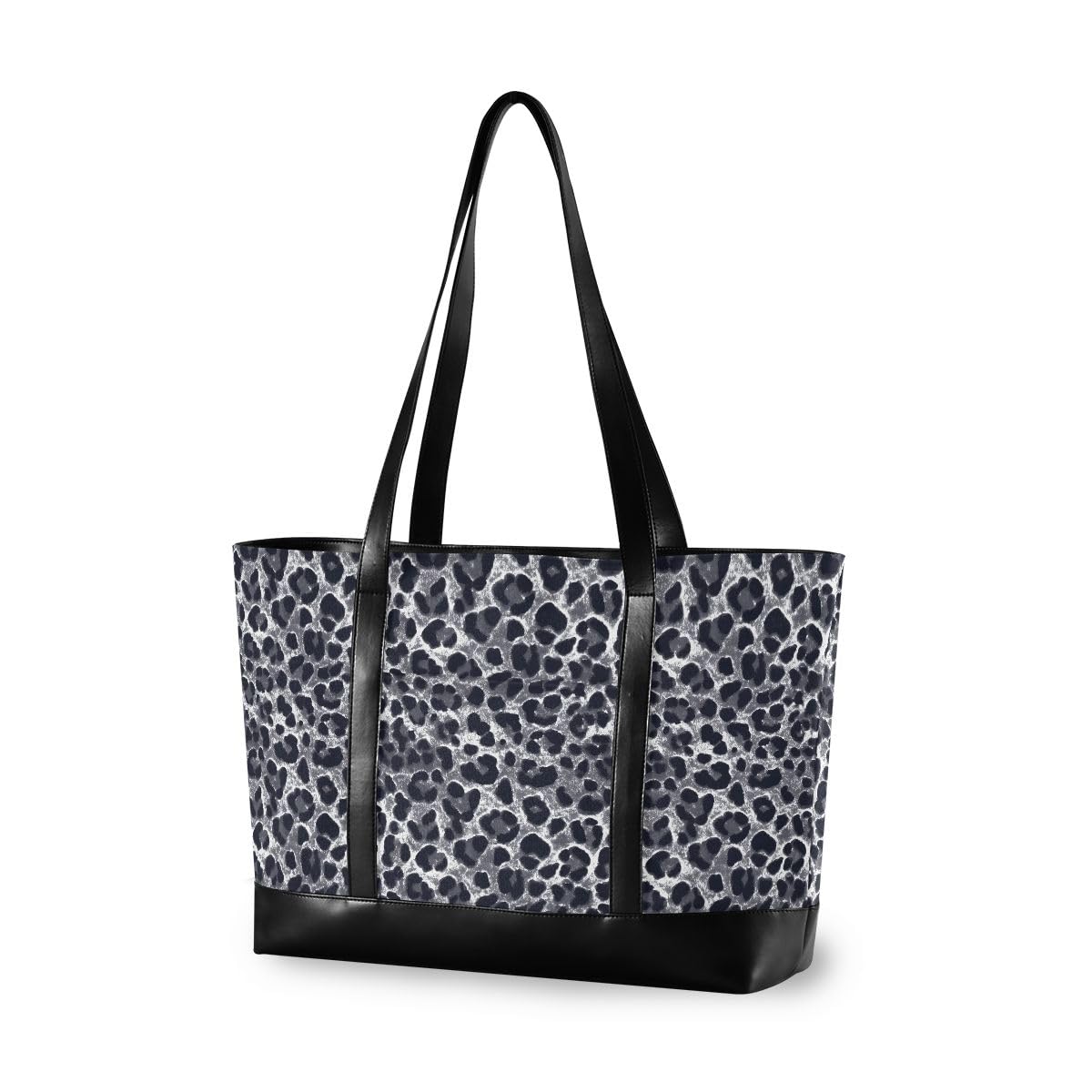 ALAZA Snow Leopard Print Gray Laptop Tote Bag for Woman 15.6 inch Laptop Organizer Bag Teacher Work Purse