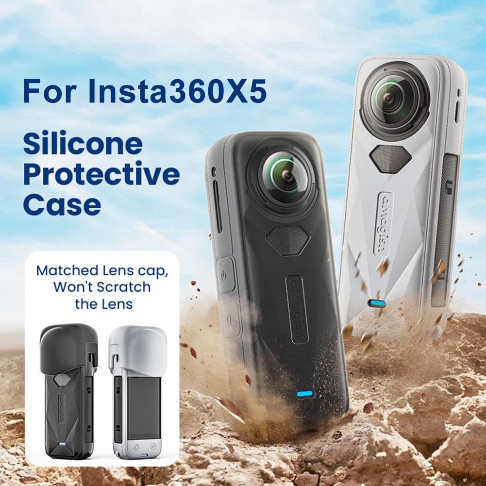 Coque Silicone GEEKRIA Pour Insta360 X5 - Protection Intégrale, Capuchon Objectif, Films écran Inclus (Noir) - 6