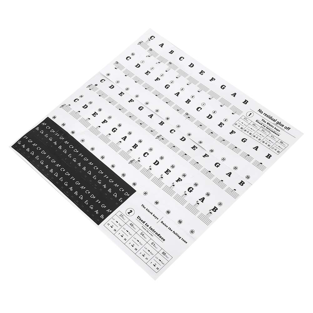 Buy Piano Notes Stickers, Piano Keyboard Stickers Transparent Black + White Standard for ...