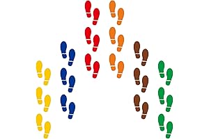 Colorful Shoe Size Floor Sign Decals: Place a Pair of Feet Every Six Feet