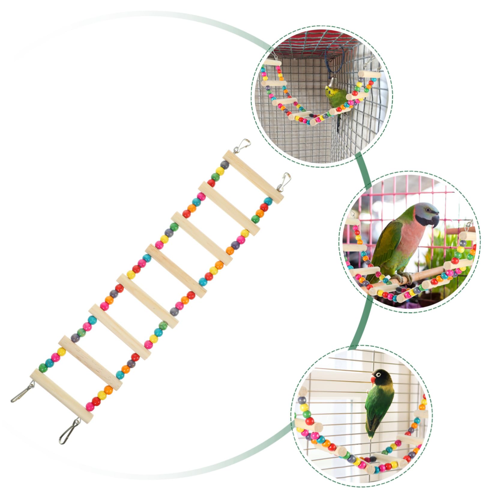 BUGUUYO Bird Cage Swing Toy Parrot Feeding Platform Wooden Ladder Bird Play Stand Pet Climbing Toy