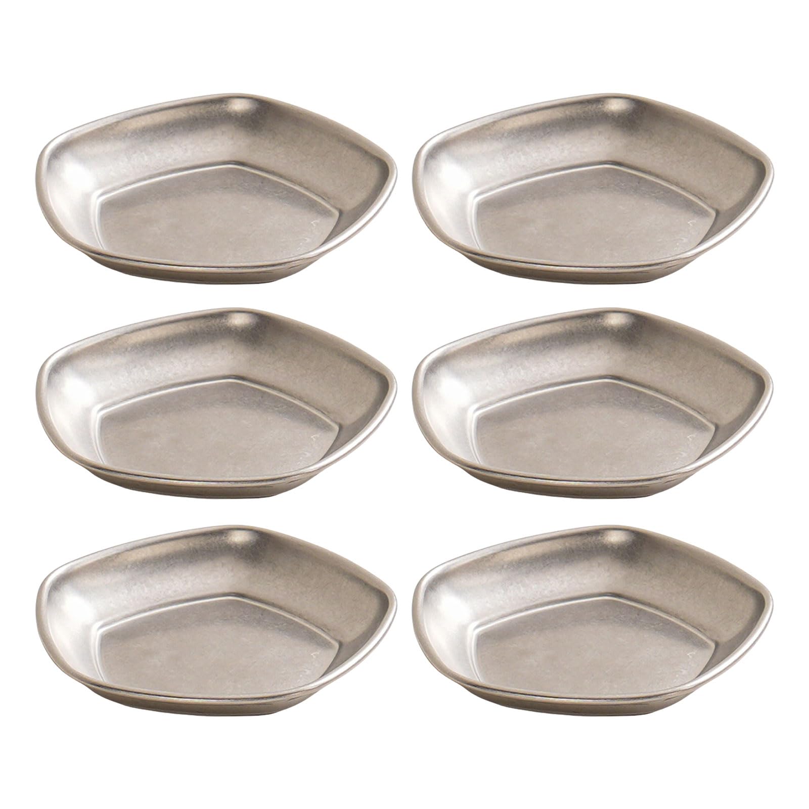 Buxuaaaa 6Pieces Effective Stainless Steel Miniature Bowls Tray Stable Dishes for Sauce and Condiments in Delicate Designs Round Seasoning Bowls
