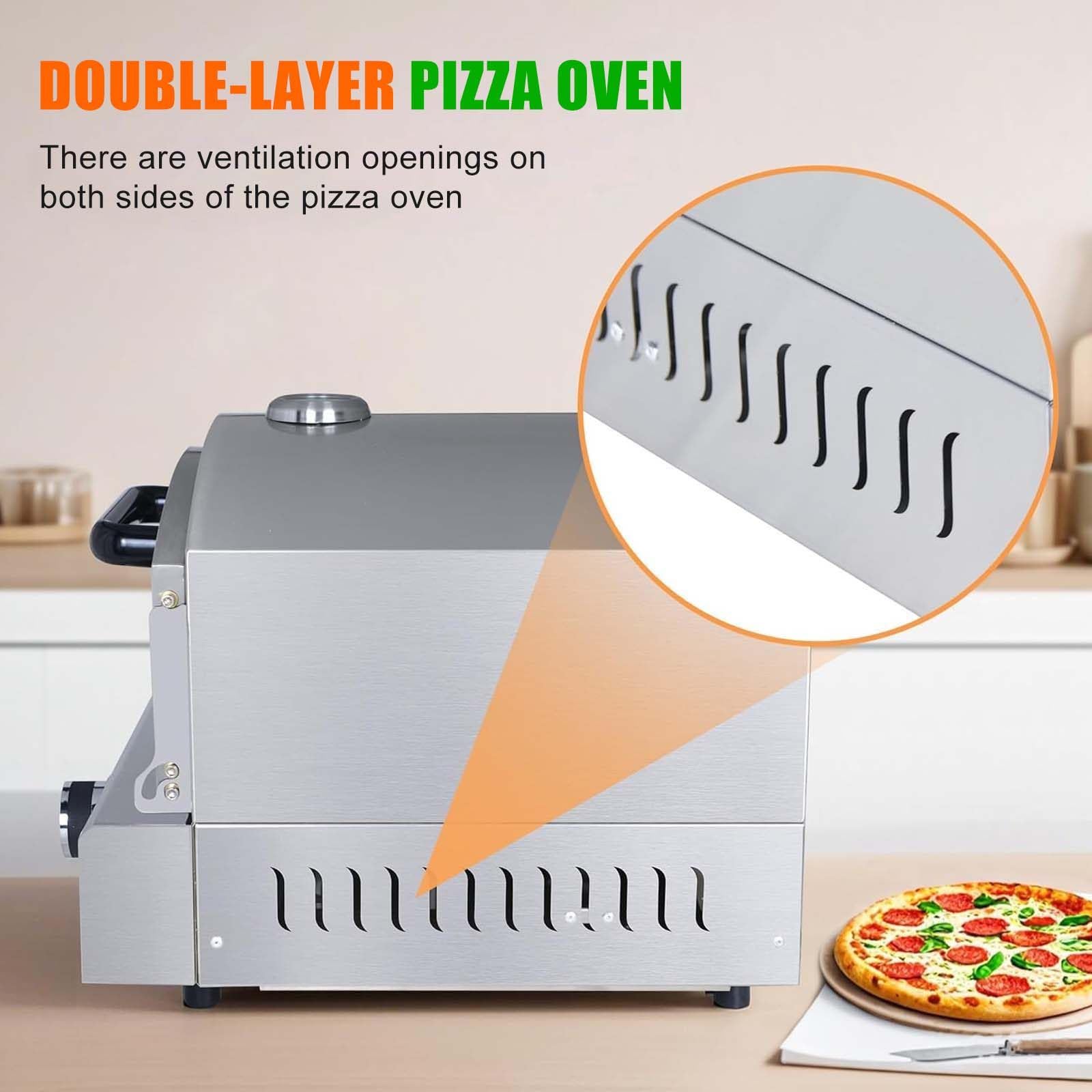 Forno per Pizza - Pizzaiolo Elettrico Professionale con Pietra Refrattaria da 30 Cm E Vaschetta Raccogli-Olio, Temperatura Regolabile Fino A 350 °C - 2000 W per Una Cottura Veloce E Uniforme