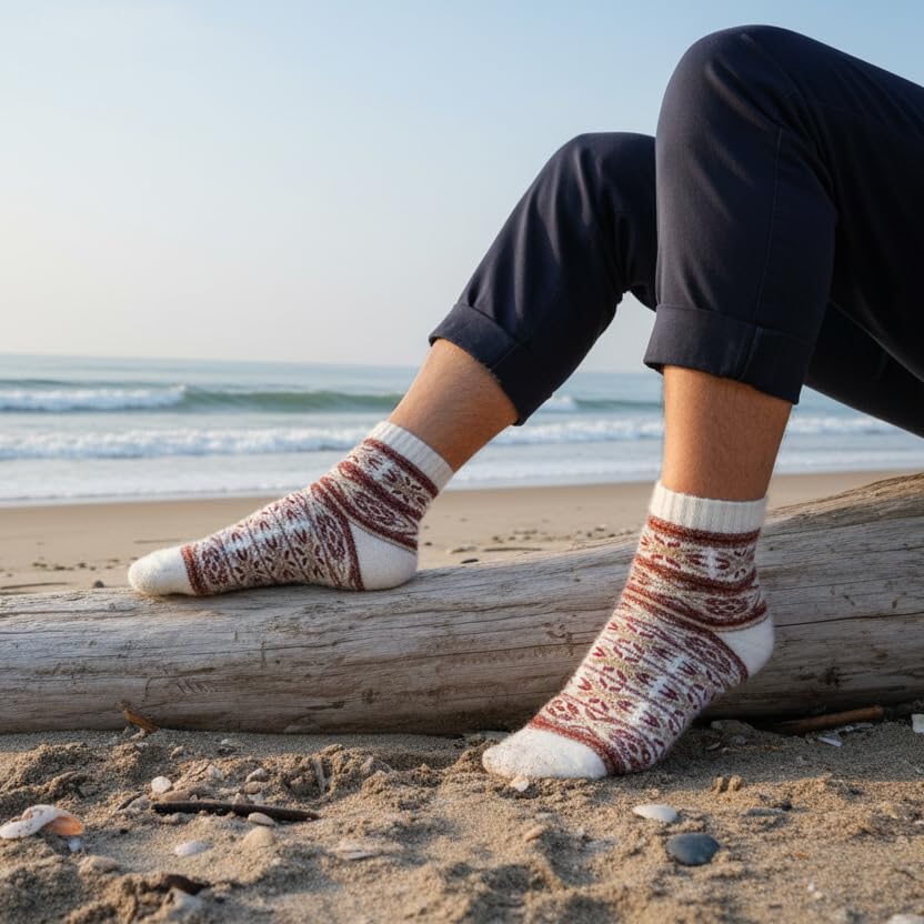 Image of Angora Wool Socks - Machine Washable Dry-Foot Fuzzy Warm Breathable Soft Unisex Indoor /Outdoor Socks for Women and Men