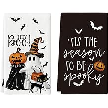 Artoid Mode Ghost Cat Halloween Kitchen Towels Set of 2 18x26 Inch