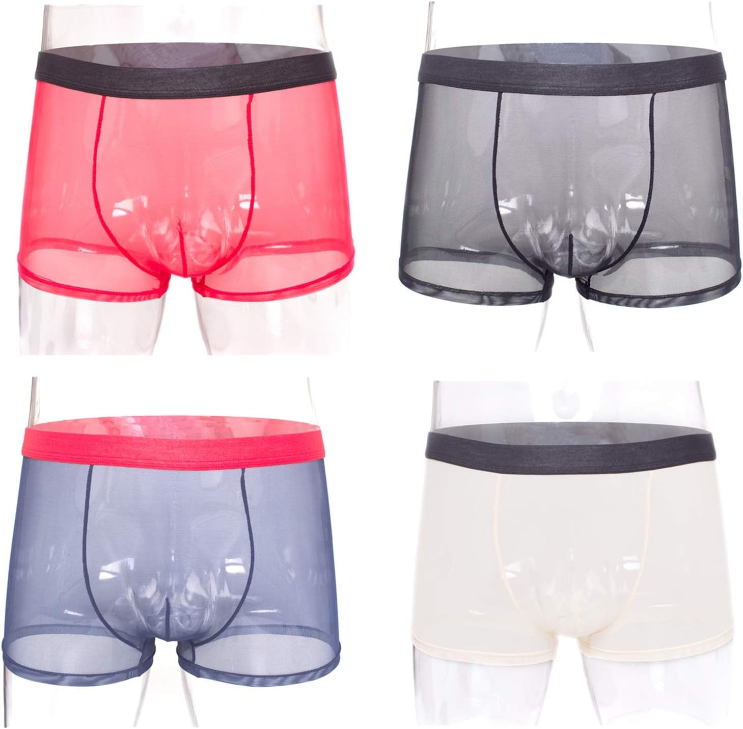 Evankin Men's Underwear Sexy Mesh Breathable Boxer Briefs Low Rise Cool Valentines Boxers Pack Set