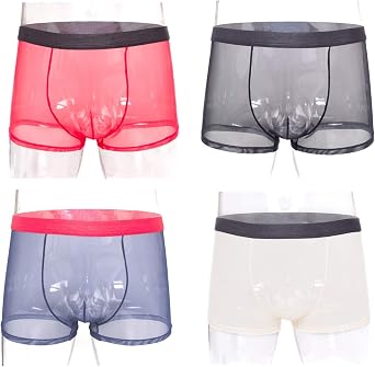 Men's Underwear Sexy Mesh Breathable Boxer Briefs Low Rise Cool Boxers Pack Set