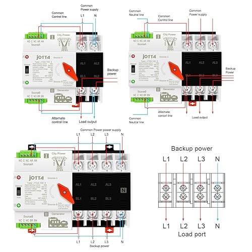 Miniatura 9 de Jotta W2R-2P3P4P 100A 220V Mini ATS Interruptor de transferencia automática de 100 amperios Interruptores selectores eléctricos Interruptor de