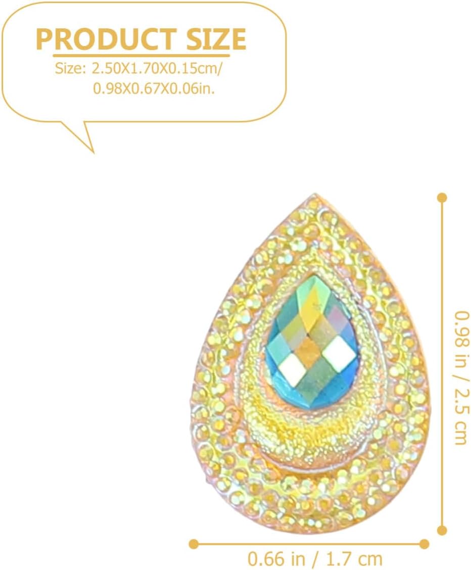 VILLCASE 100Pcs Peacock Rhinestones Water Droplets Flatback Resin Craft Beads DIY Clothing Accessories for Dress Handbag Decoration - Image 2