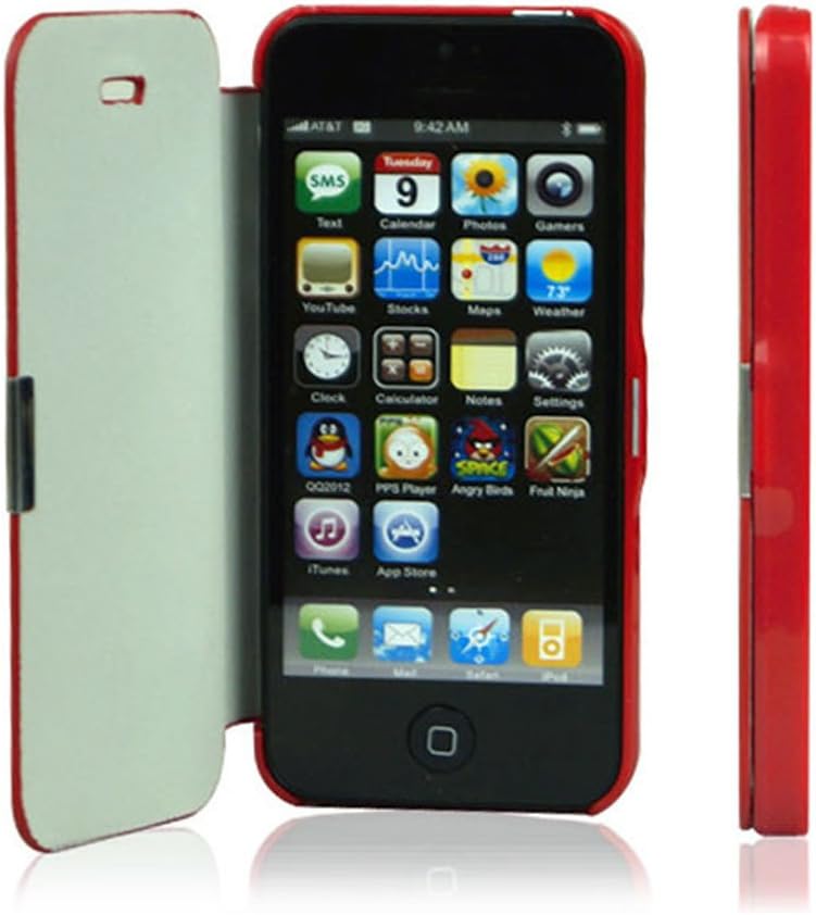 Stylish Magnetic Leather Flip Book Full Case Cover Protector for iPhone 4 4S Color Red