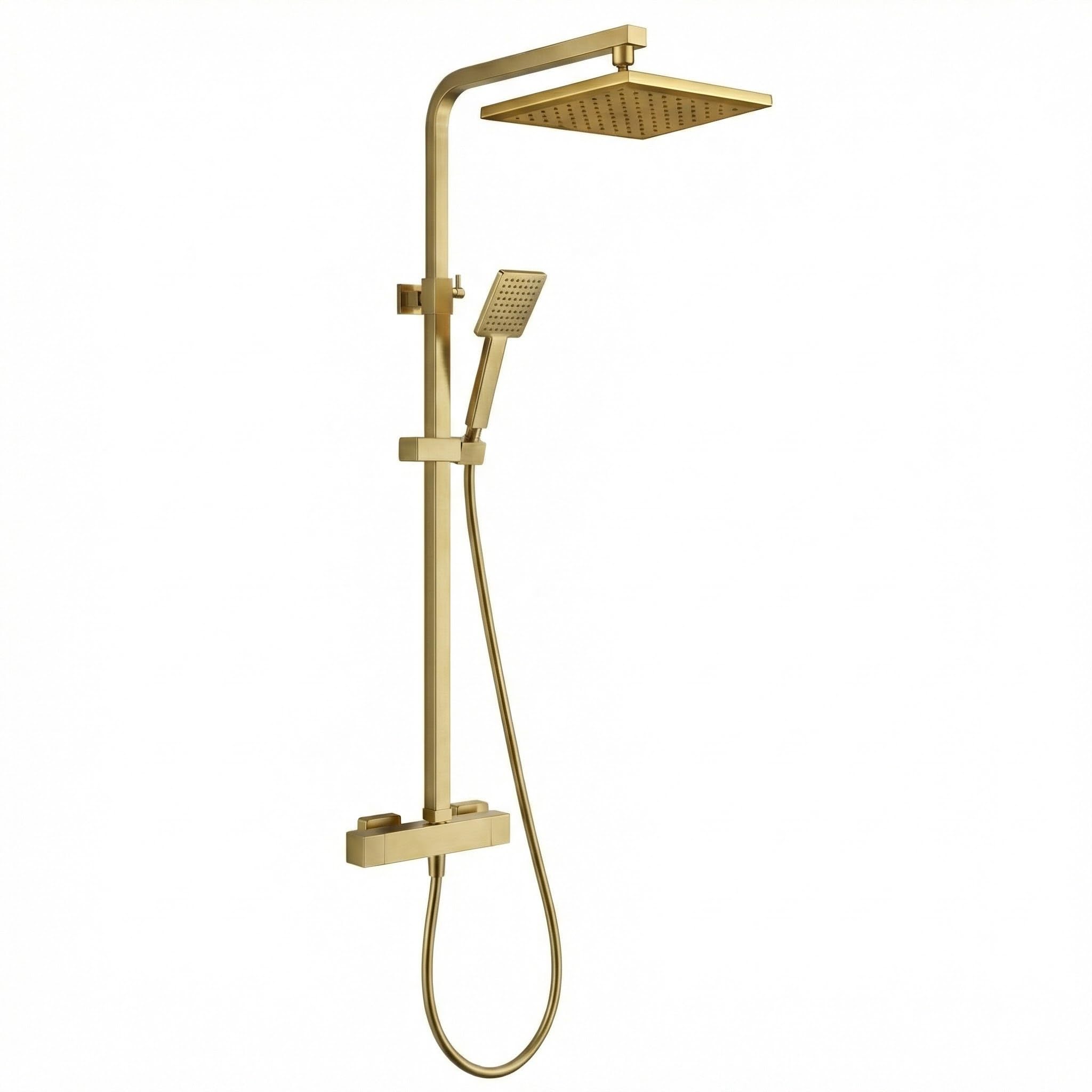 Arko bathroom Thermostatic Shower System | Thermostatic Shower Mixer Set with Overhead Rain Shower and Handheld Shower (Brass)