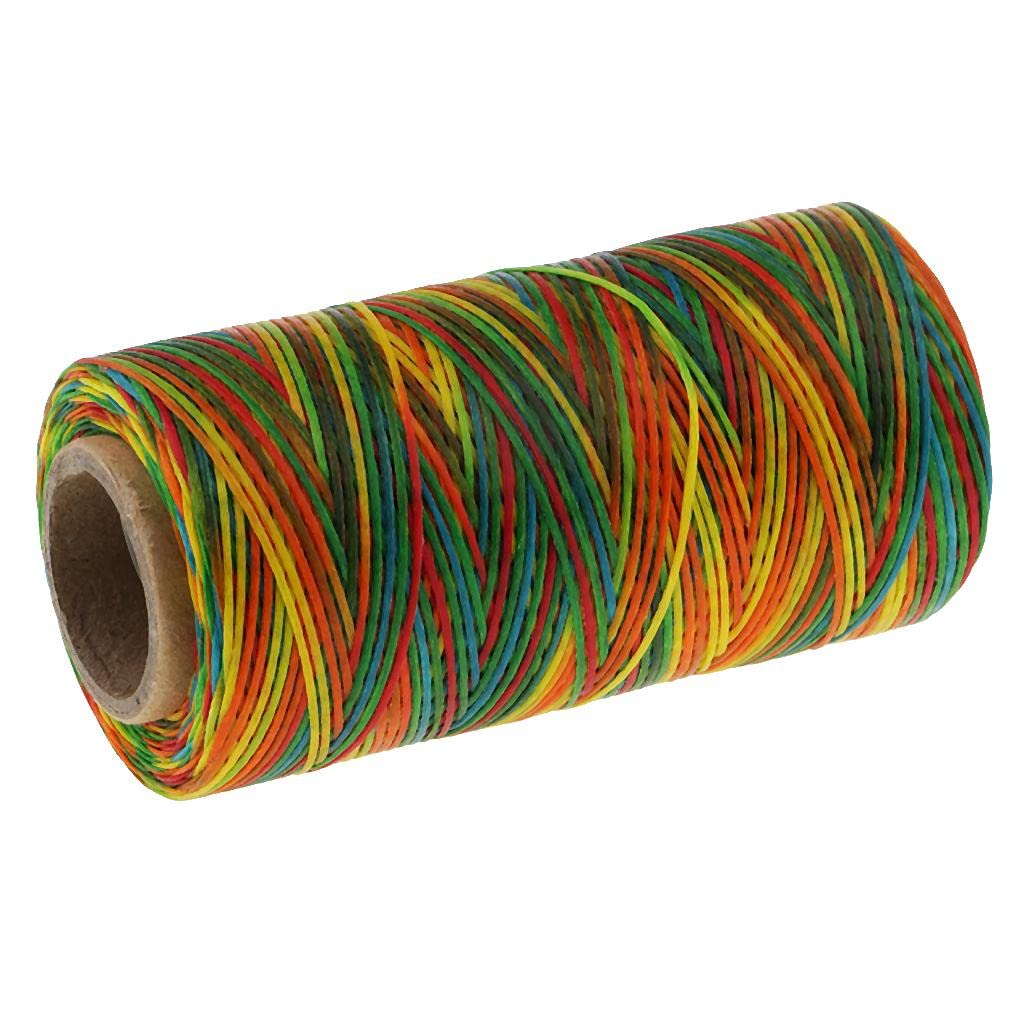 Juego de 5 hilos encerados planos 150D de 1 mm de color arcoíris para costura de cuero