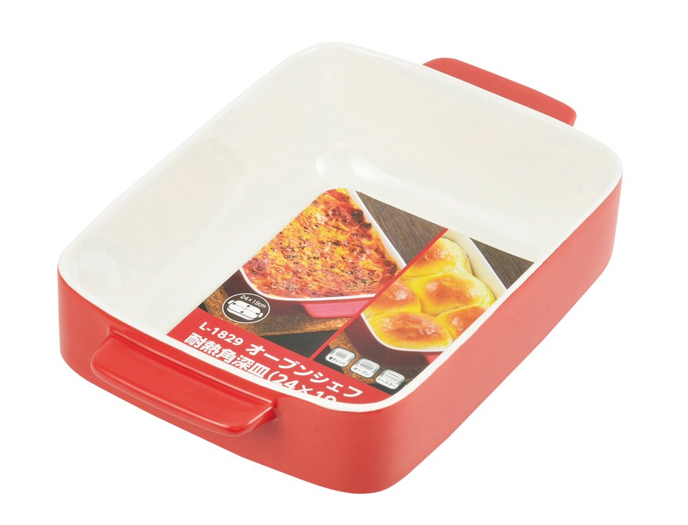 Amazon｜パール金属 角 深皿 24×19cm 耐熱 レッド オーブンシェフ L