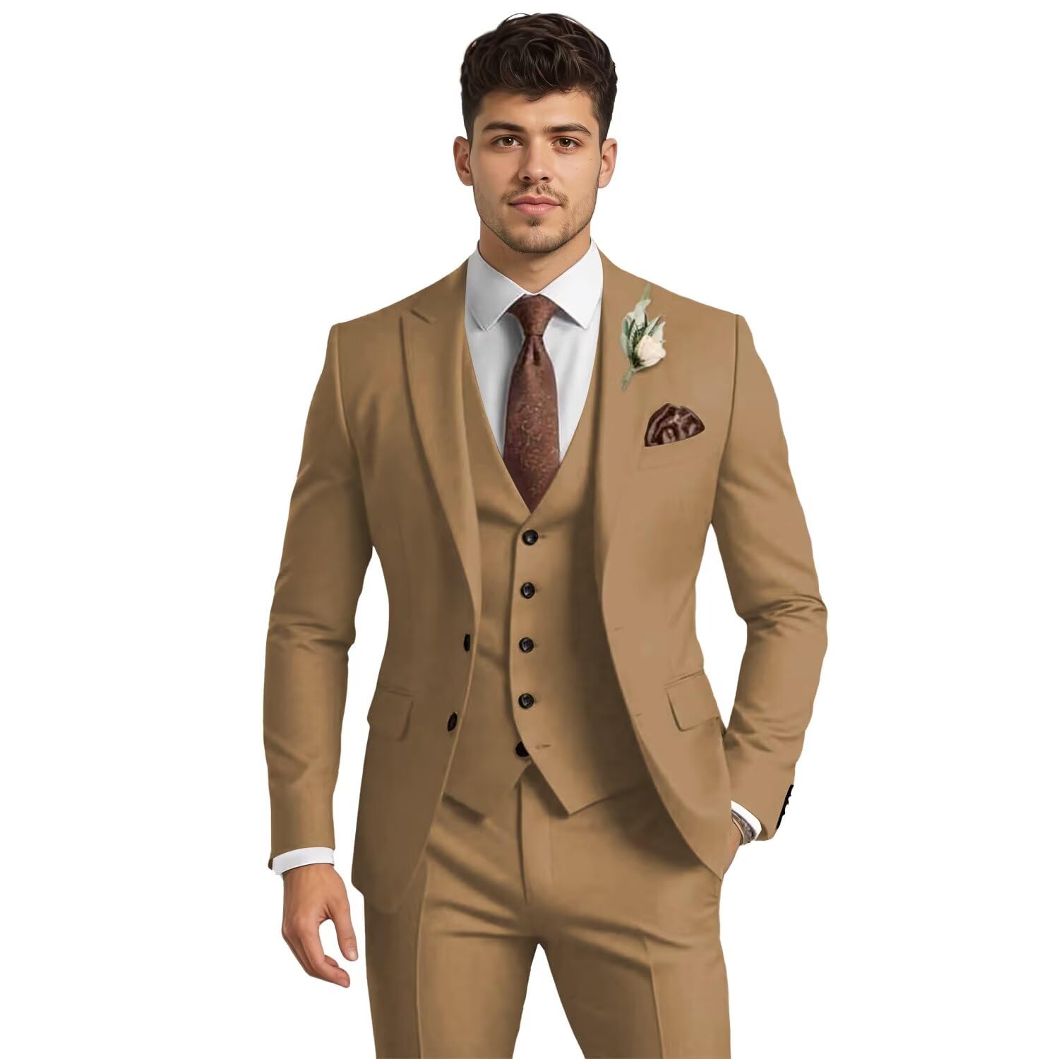 Suits for Men Slim Fit 3 Piece Jacket Vest Pants Formal Mens Suits Tuxedo for Men Wedding Business Prom Party