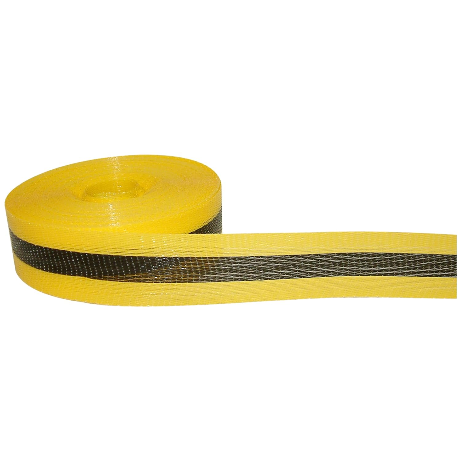 NO Adhesive, Presco Woven Barricade Tape, 2 in. x 50 yds. (Yellow with Black Stripe)