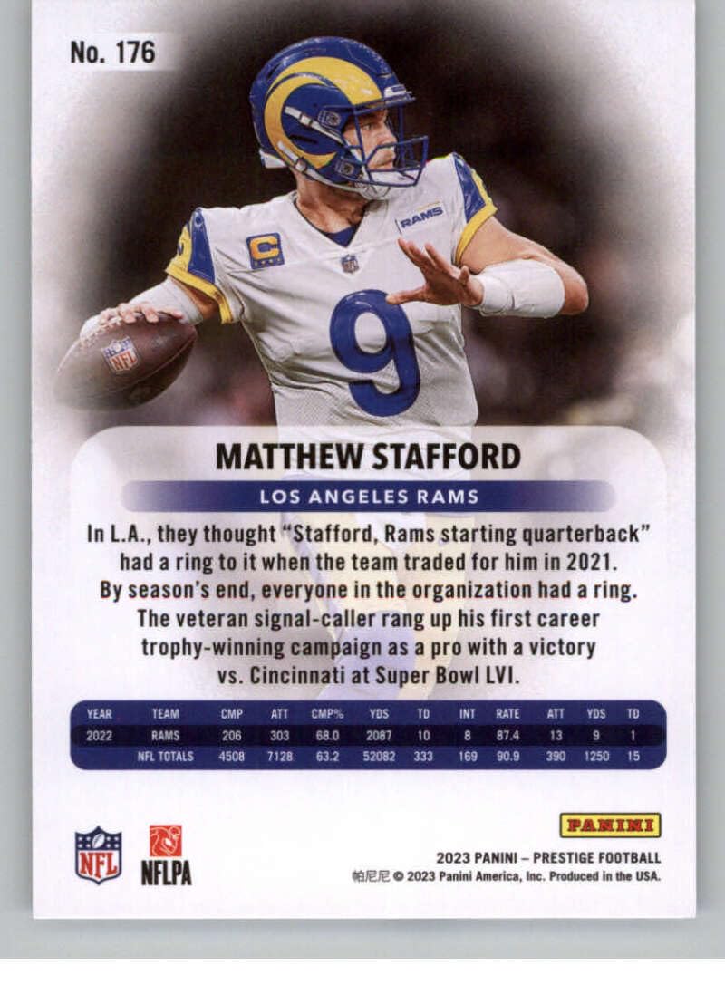 Amazon.com: 2023 PANINI PRESTIGE #176 MATTHEW STAFFORD LOS