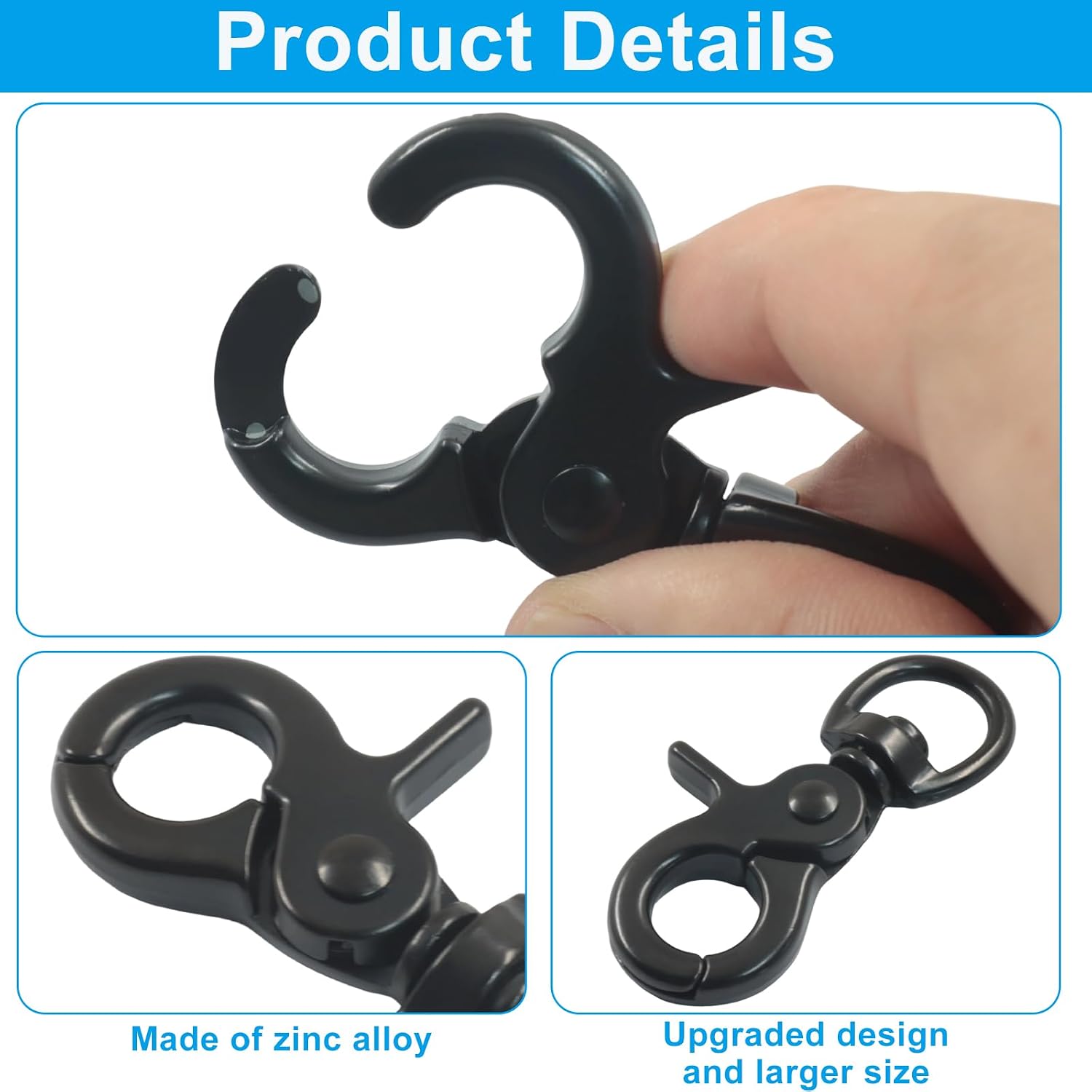Trigger Snaps, 20PCS, 2.45" x 0.88", Black, Zinc Alloy