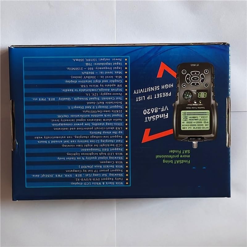 Misuratore di portata satellitare digitale HD VF-8620 for la ricerca TV DVB-S/DVB-S2/MPEG2 for sintonizzatore ricevitore Localizzatore di segnali