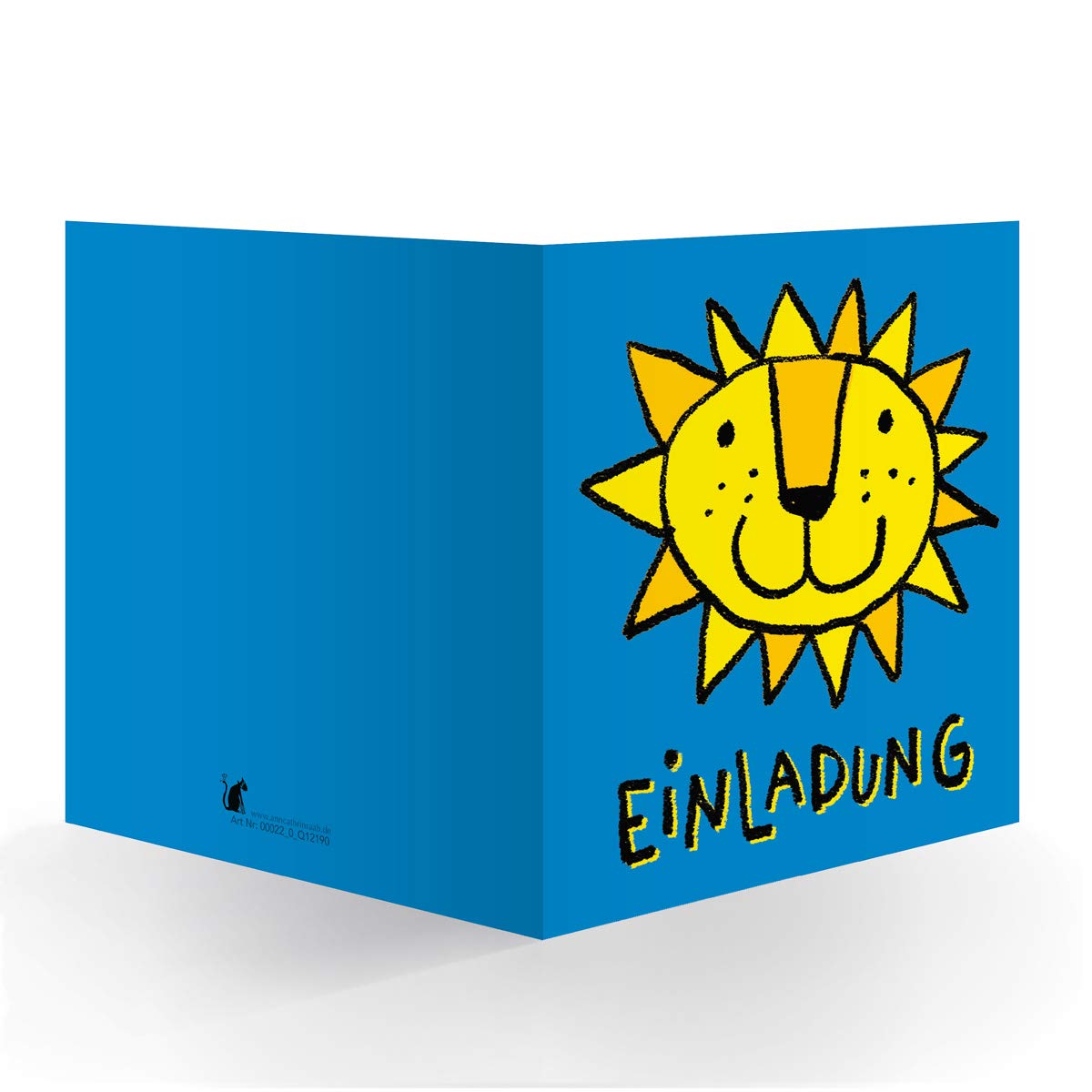 Kartenkaufrausch 12 x Blaue sonnige Einladungskarte zum Kinder-Geburtstag mit Innendruck (quadratisch, 15,5x15,5cm inkl Umschlag) mit Löwen: Einladung - große XL Karte für Schul-Kinder